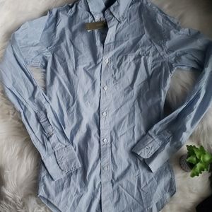 Jcrew Navy Blue White Lightweigh Button Down Shirt